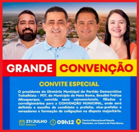 Presidente do Partido Democrático Trabalhista faz convite para Grande Convenção Municipal aos 27 de julho de 2024.