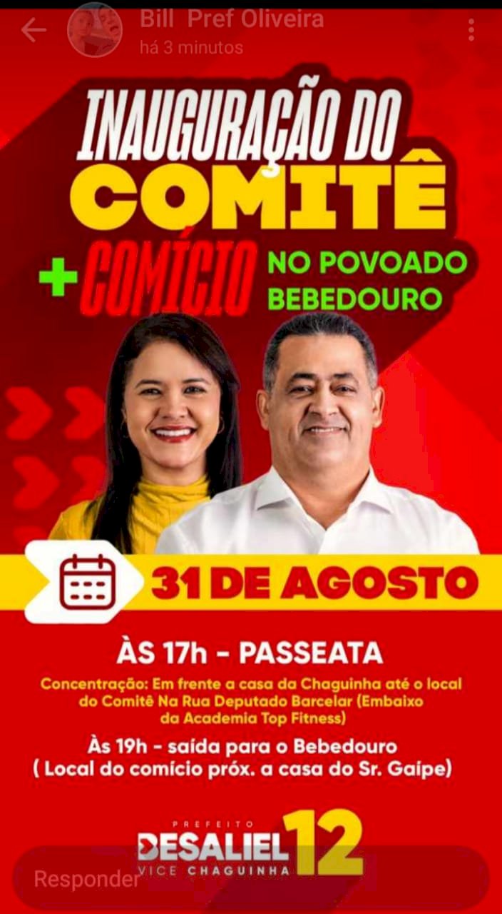 Grupo Politico Besa realizará inauguração de COMITE nesse sábado, 31 de agosto.