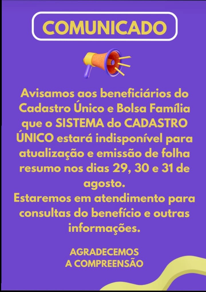 Sobre atualização de Bosa Família e Cadastro Unico em Mata Roma - MA