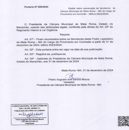 Camara Municipal exonerou nessa quarta, 31 de dezembro todos os sevidores de provimentos de cargos Comissionados.